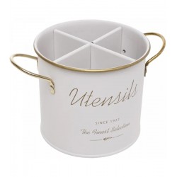 Porta Talheres 18,5x12cm Olina Off White em Metal 